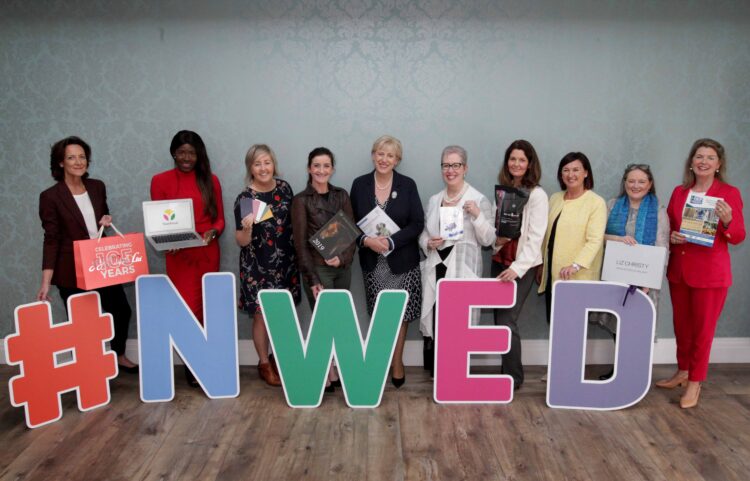 NO REPRO FEE 2/9/2019 Minister for Business, Enterprise and Innovation, Heather Humphreys, T.D., with (from left) Vicki O’ Toole of JJ O’ Toole in Limerick, Dr. Wendy Oke of TeachKloud in Cork, Kate Gaynor of The Paint Hub in Carlow, Emma-Rose Conroy of EuroStallions Ltd in Offaly, Ann McGee of MIAS Pharma in Fingal, Georgia Visnyei of the Art of Coffee in Leitrim, Lorraine Murphy of Lorraine Murphy Coaching and Training in Meath, Liz Christie of Hand-woven in Ireland in Monaghan and Mary B. Walsh of Ire Wel Pallets Limited in Wexford at the launch of National Women’s Enterprise Day 2019.  An initiative of the Local Enterprise Offices and supported by Enterprise Ireland and local authorities, National Women’s Enterprise Day (NWED) takes place on Thursday 17th October with 17 events taking place around the country under the theme of “Making It Happen.” Figures released by the Local Enterprise Offices to coincide with the launch show that 22,000 female entrepreneurs took part in LEO-run training programmes last year, which was an increase of 18%.www.localenterprise.ie #NWED.  PHOTO: Mark Stedman