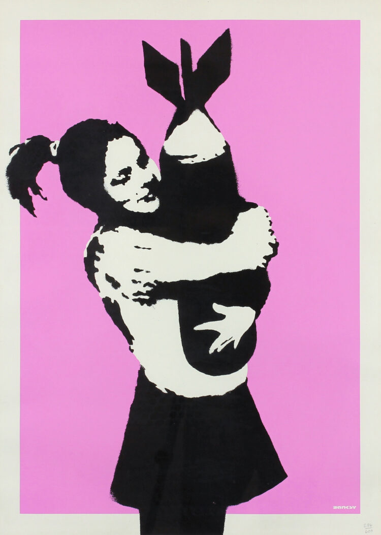 Bomb Hugger by Banksy (€14.850) which will on be on display at the Gormleys Art Fair stand at Art Source, Ireland’s largest art fair, which takes place at the RDS from Friday November 15 to Sunday November 17. See artsource.ie