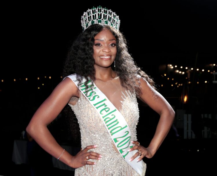 Pamela Uba (25) from Galway City pictured as she was crowned Miss Ireland 2021  at a spectacular outdoor show and sparkling ceremony at Lakeside Manor, Co Cavan.  First runner up was Caoimhe Gibney, Miss Meath and second runner up was Zoe Hendrick, Miss Cork 

Pamela Uba was wreathed in smiles as she accepted her Miss Ireland crown. The Medical Scientist was crowned Miss Galway just three days before the country went into lockdown in 2020 and then spent the majority of her reign as Miss Galway working on the front line at Galway University Hospital. 

Our radiant new Miss Irelands eloquent parlance, gentle demeanour and kind nature belies her towering strength and determination.  Pamela grew up in direct provision after moving to Ireland with her family from South Africa when she was just eight years old.  Today, a very proud Irish Citizen and a graduate of Trinity College with a masters degree in clinical chemistry, Pamela hopes to use her Miss Ireland title to represent a more diverse Island on the world stage and believes education is a superpower. Pamela was crowned by three former Miss Irelands; Lauren McDonagh, Aoife O Sullivan & Rebecca Maguire.

Pic PIP
No Repro fee for one use