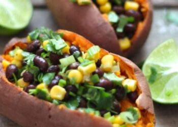 Recipe: Loaded Caribbean-style sweet potatoes with spiced black beans