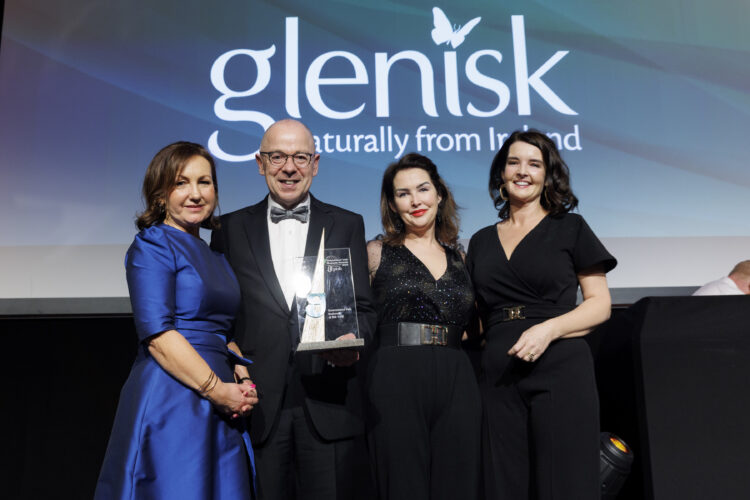 Pictured Bríd O’Connell, Guaranteed Irish and the team from Glenisk, winner of Guaranteed Irish Business of the Year at the 2024 Guaranteed Irish Business Awards, proudly supported by PTSB.
