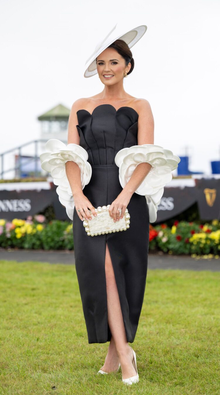 Jennifer Wrynne, an award winning milliner and fashion blogger at Ladies Day of the Galway Races. Photo: Andrew Downes